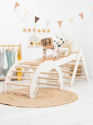 Montessori klimset 4-in-1 (Pikler driehoek + glijhelling + ladder + boog)