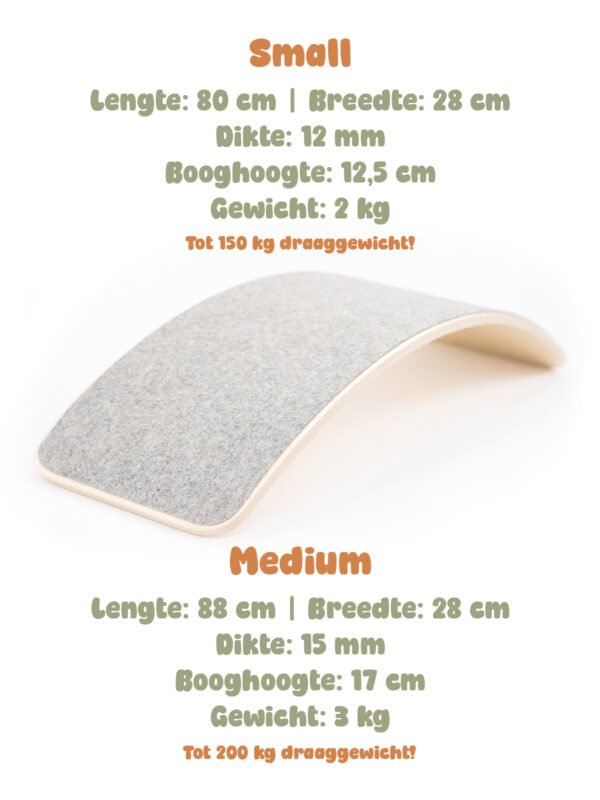 Productinformatie balansbord hout met vilt