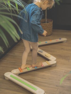 Houten Evenwichtsbalk set (Balance beam set) – Kleurrijk