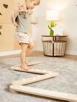 Houten Evenwichtsbalk set (Balance beam set) – Natural