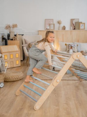 Multifunctioneel houten klimrek – Blauw