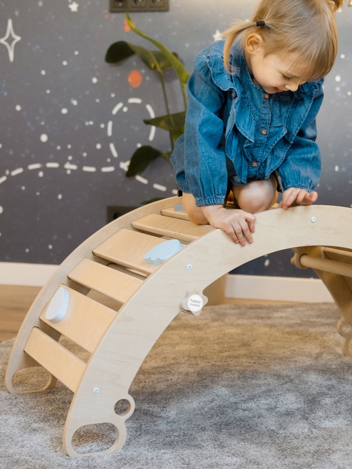 Houten boog geschikt voor Multifunctioneel houten klimrek - Blauw