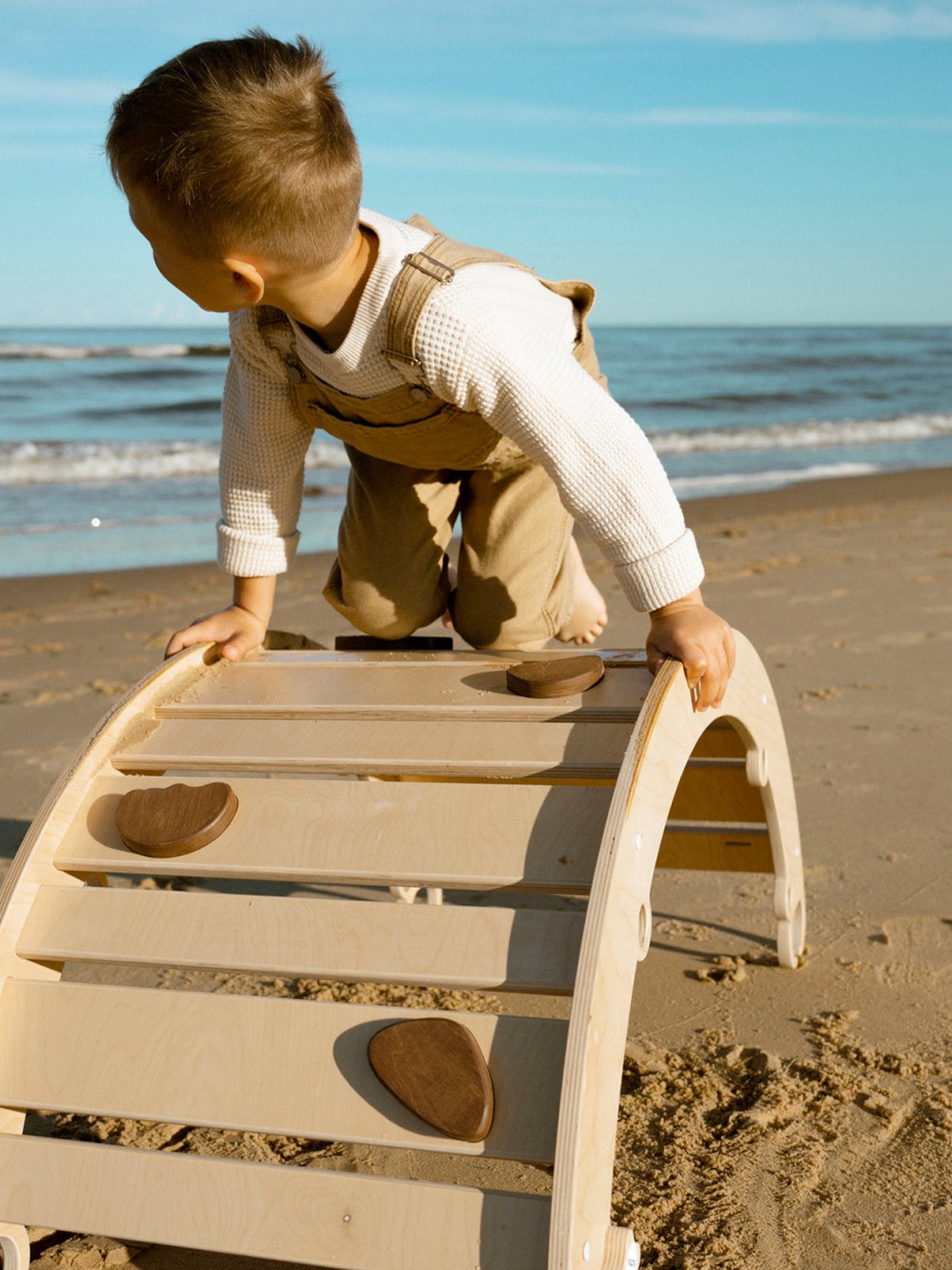 Houten boog geschikt voor Multifunctioneel houten klimrek - Donker