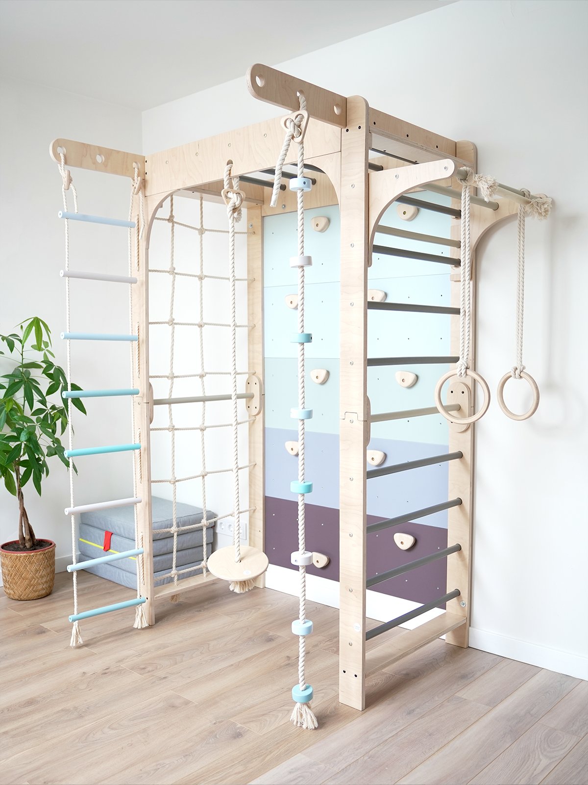 Multifunctioneel Houten Gymnastiek Speeltoestel - Blauw