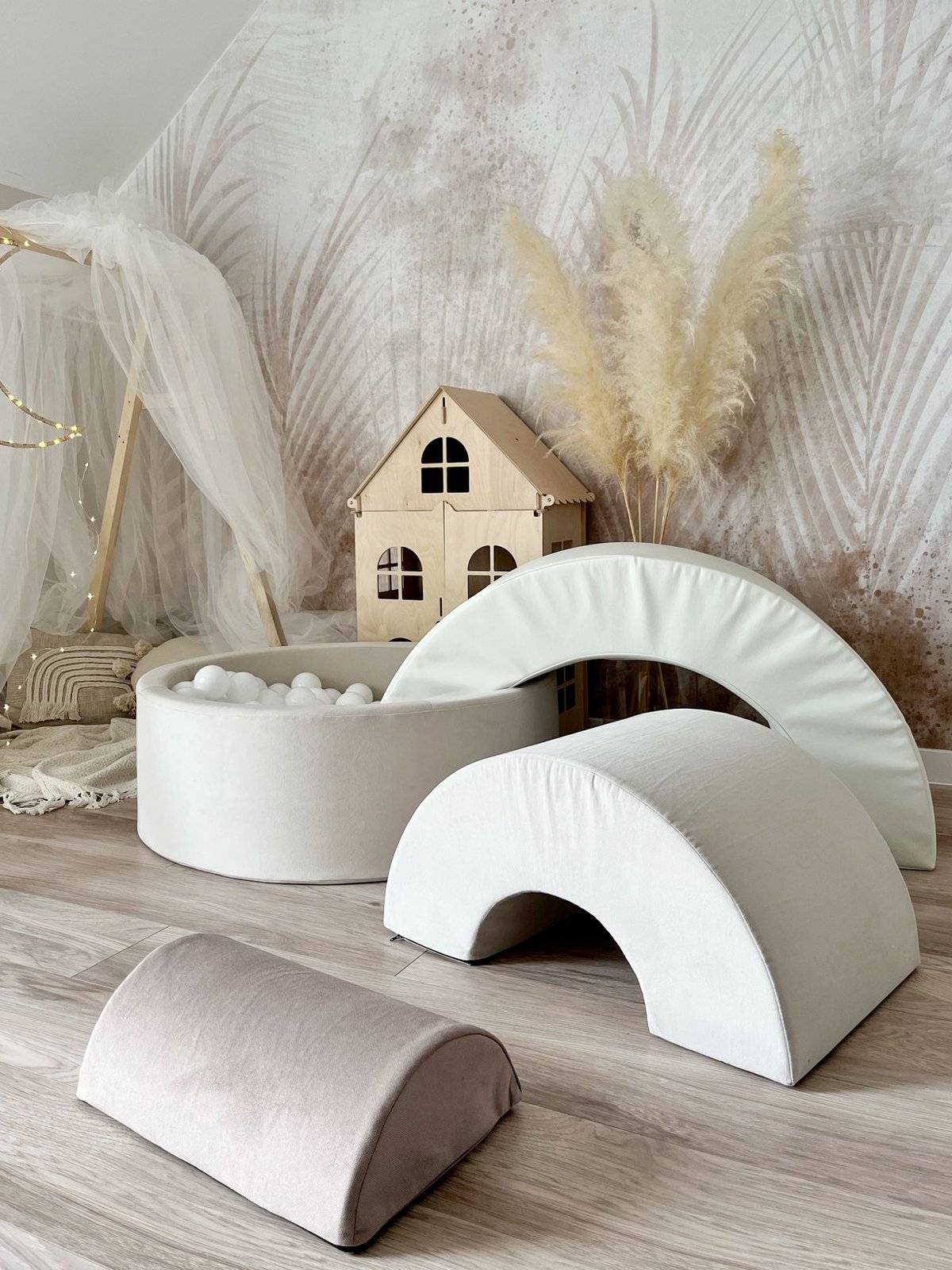 Regenboog Speelset + Ballenbak (ballenbad) combi - Beige