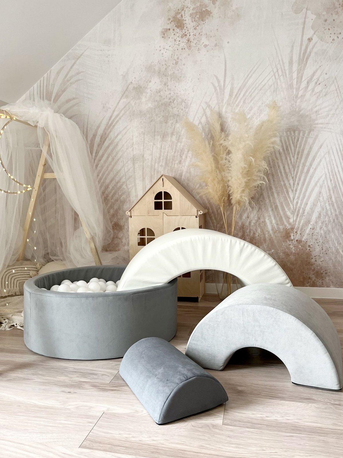 Regenboog Speelset + Ballenbak (ballenbad) combi - Grijs