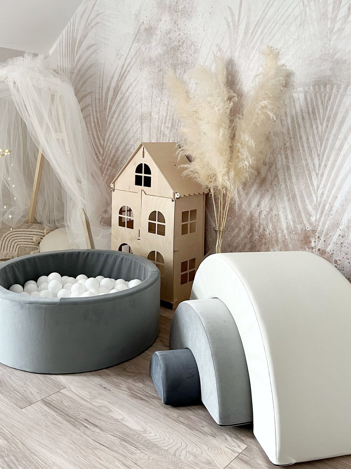 Regenboog Speelset + Ballenbak (ballenbad) combi - Grijs