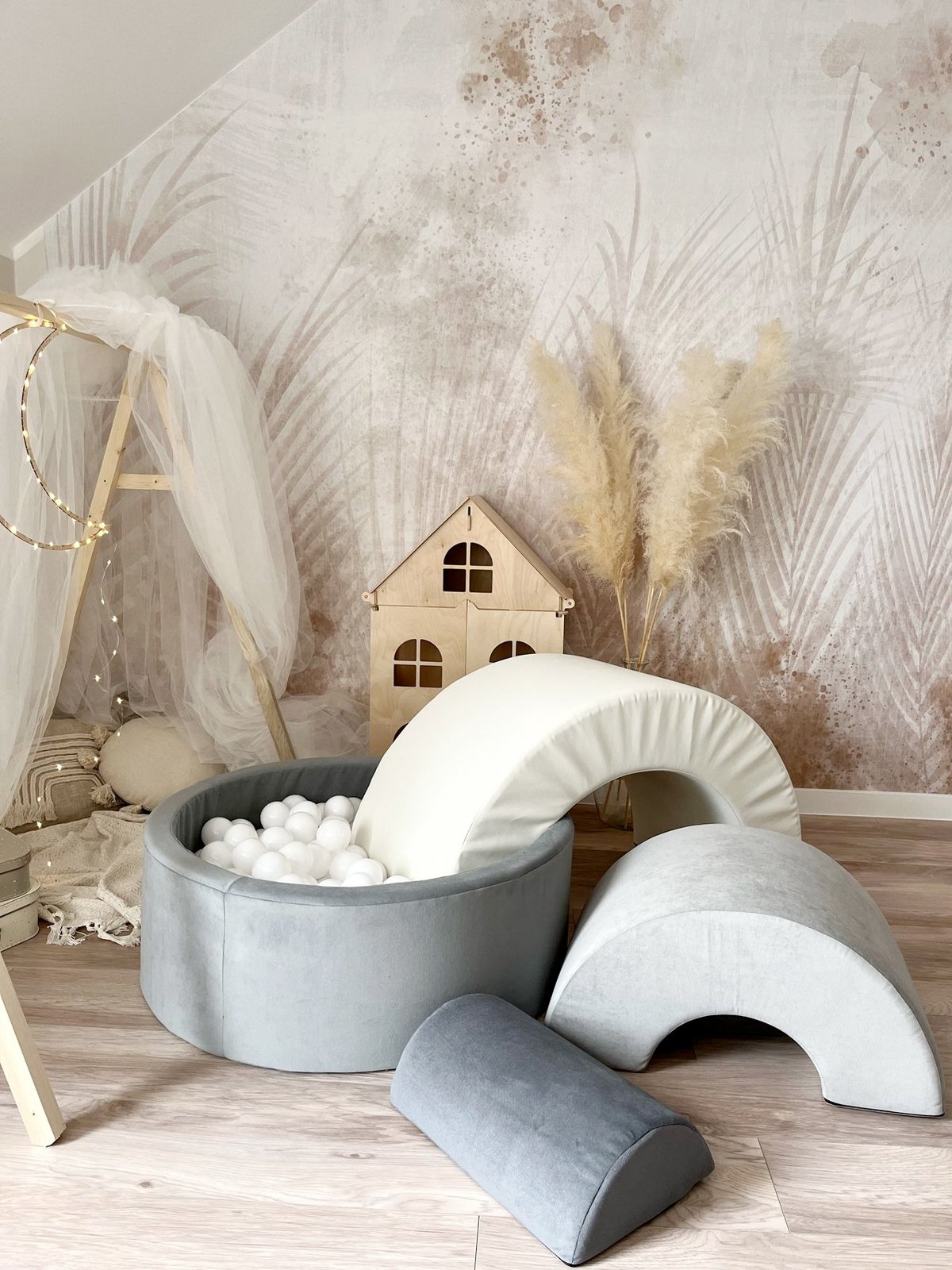 Regenboog Speelset + Ballenbak (ballenbad) combi - Grijs