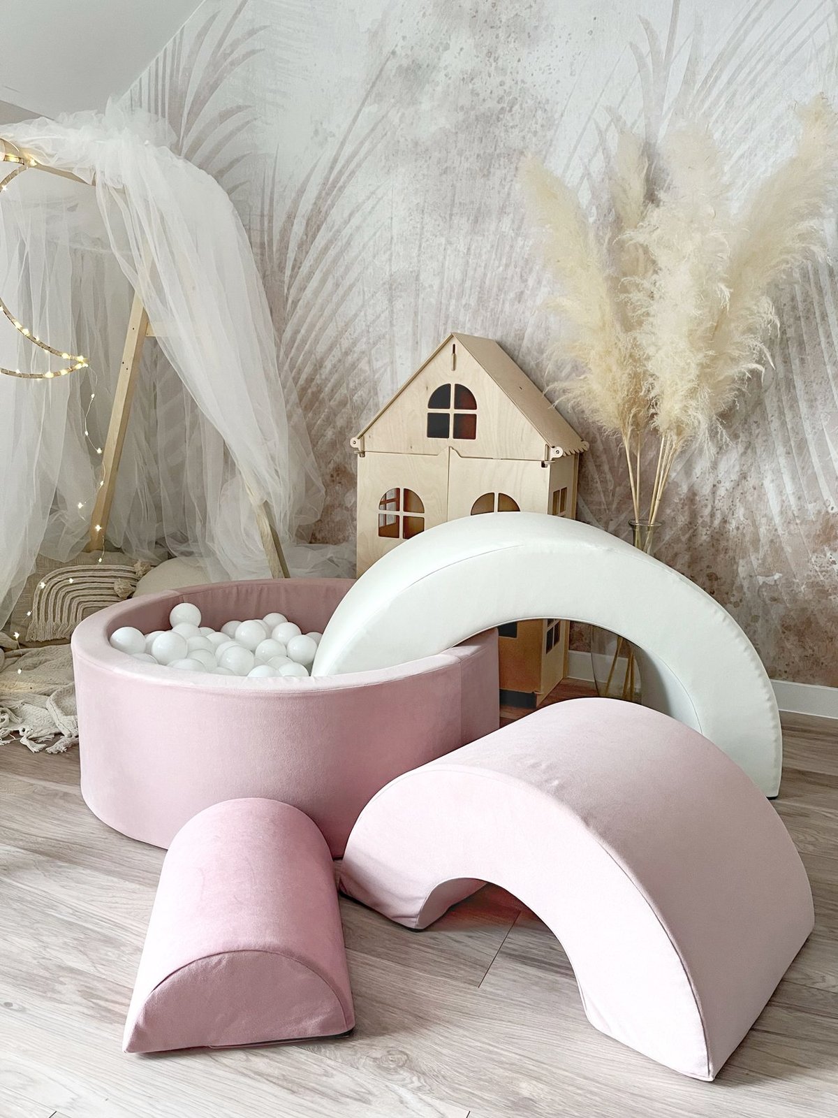 Regenboog Speelset + Ballenbak (ballenbad) combi - Roze