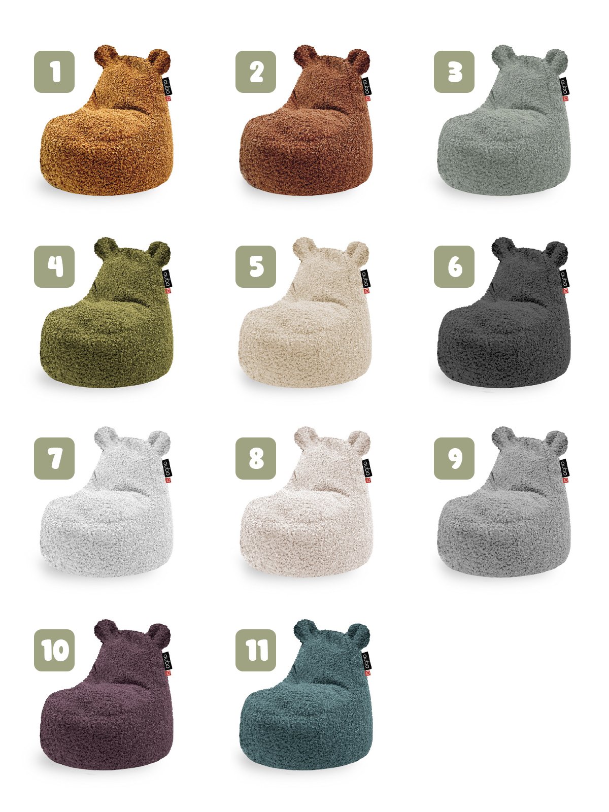 Zitzak Fluffy - Babybeer kleurkeuze