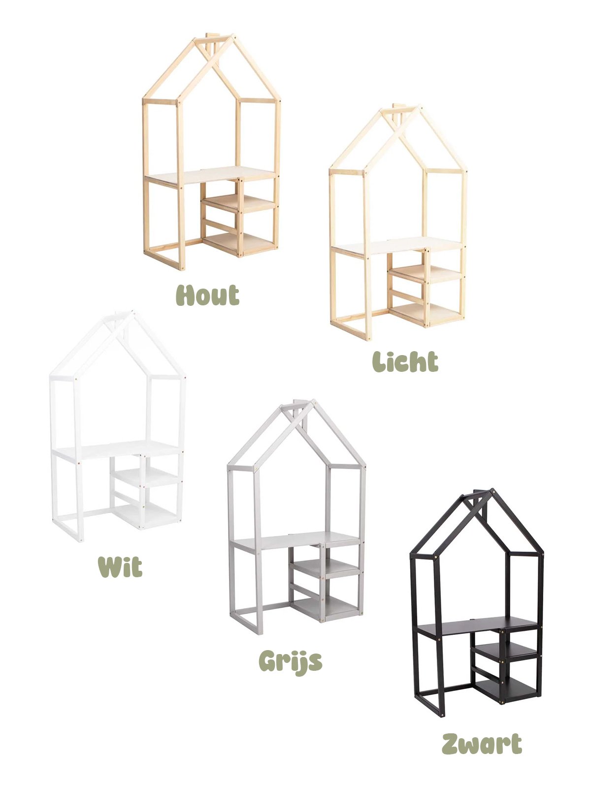 Houten Kinderbureau Huisvorm (Peuterbureau) - kleurkeuze