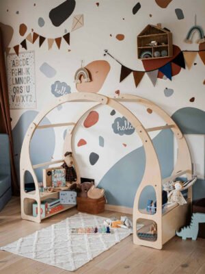 Houten Montessori Speelgoedrek - Speelstand – Houten Speelrek